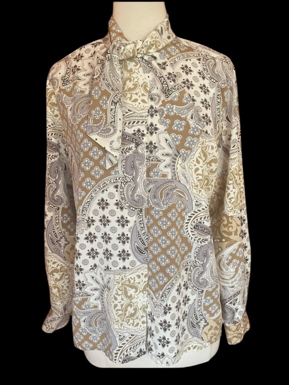 Vintage Alfred Dunner Neck Tie Button Down Blouse